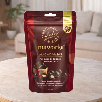 Nutworks Dark Chocolate Salted Chilli Macadamias 75g