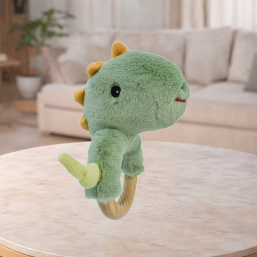 Eleganter Snuggle Buddy Minty Dinosaur Wooden Ring Rattle
