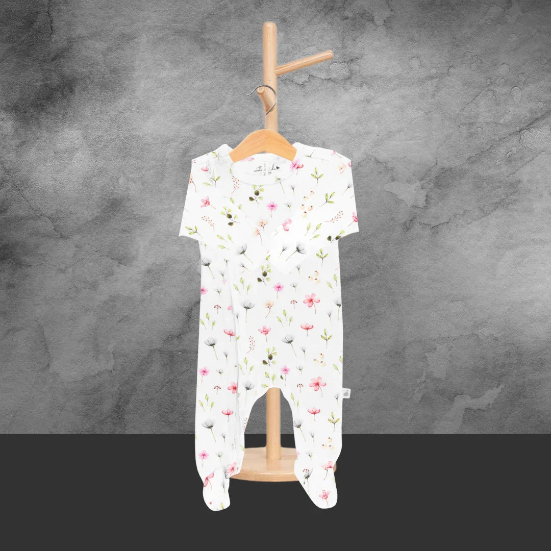 Emotion & Kids Fleur Zipped Organic Cotton Footed Outfit - Tastebuds