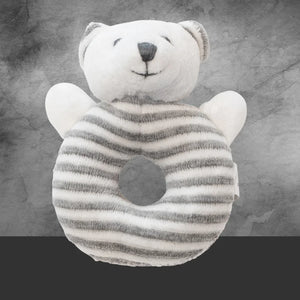 Emotion & Kids White And Grey Stripe Bear Rattle - Tastebuds