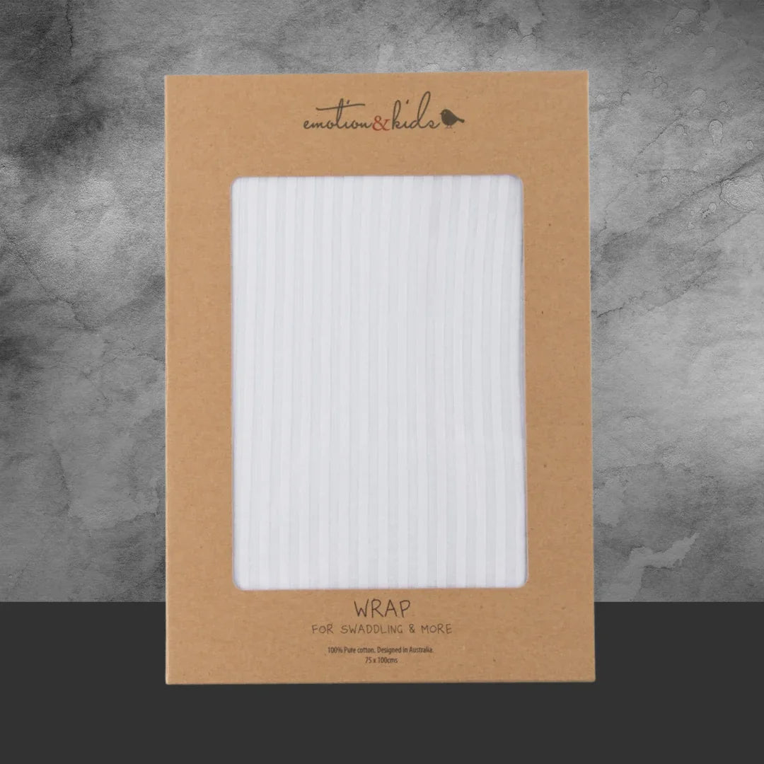 Emotion & Kids White Stripe Cotton Wrap - Tastebuds