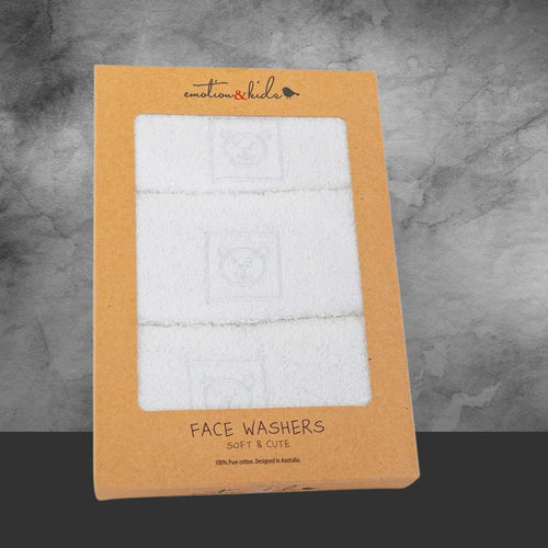 Emotion & Kids White Teddy Bear Face Washers 3 Pack