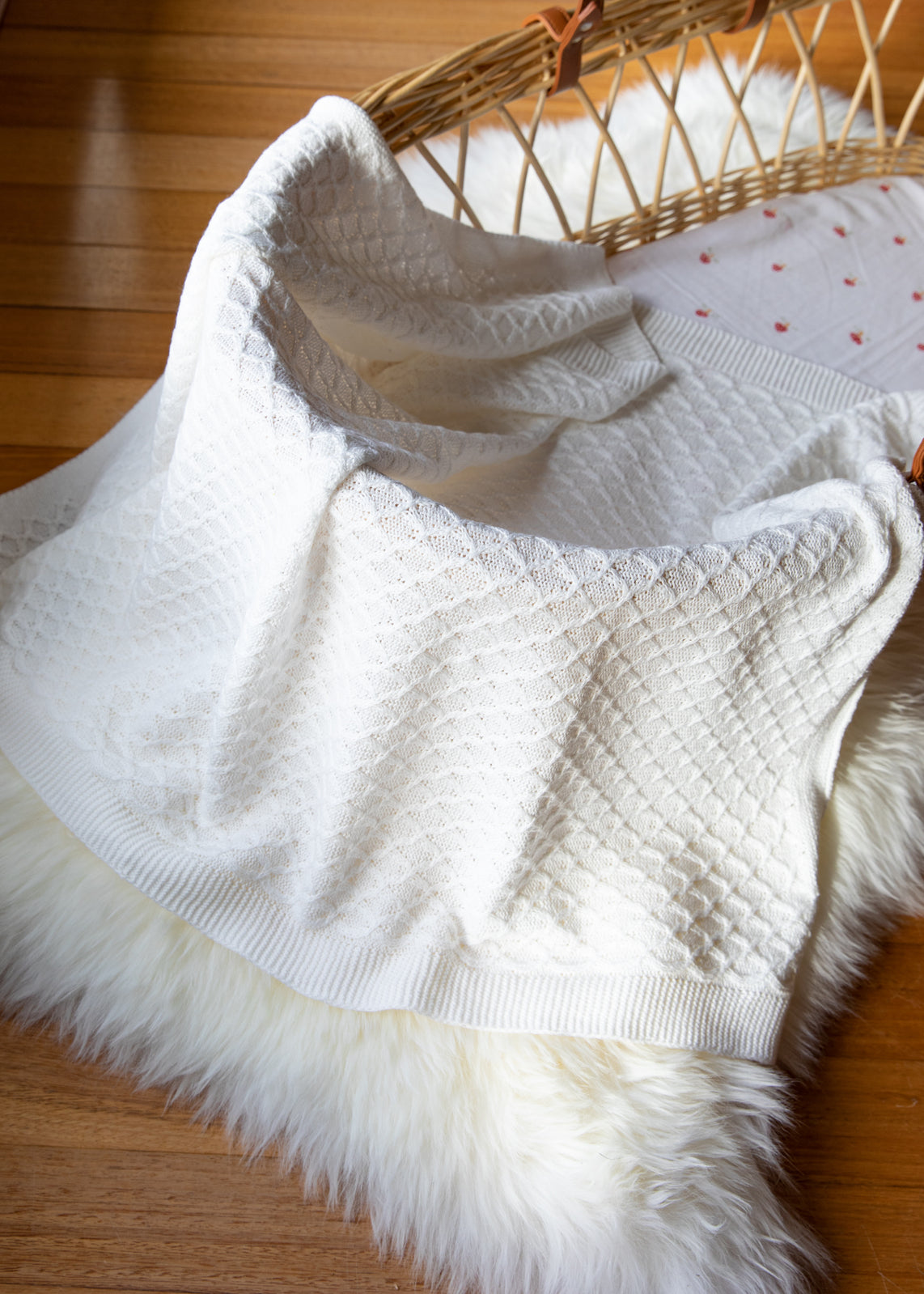 Emotion &amp; Kids Cream Lace Knit Bassinet Blanket