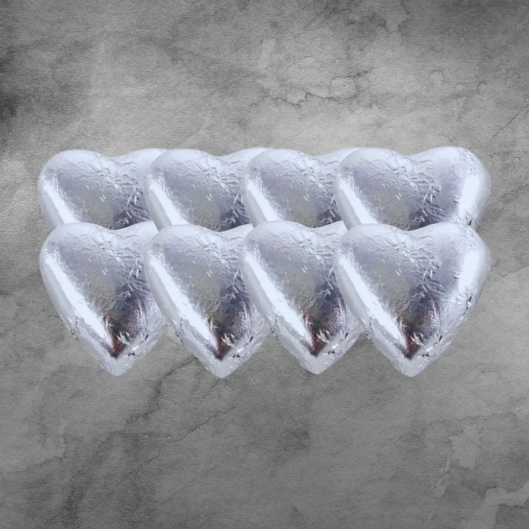 8 Silver Chocolatier Belgian Chocolate Hearts - Tastebuds