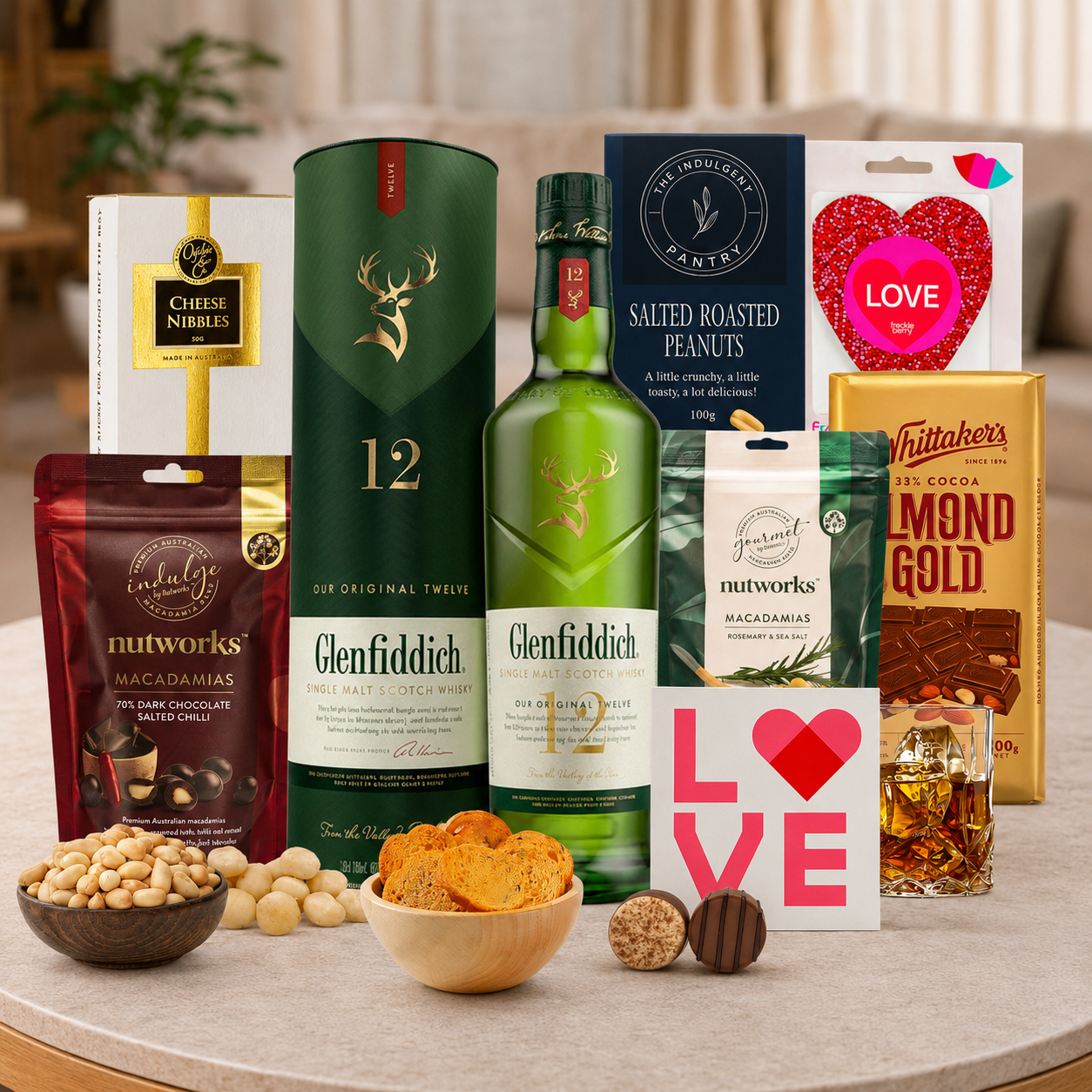 Glenfiddich Whisky & Snacks Valentines Hamper