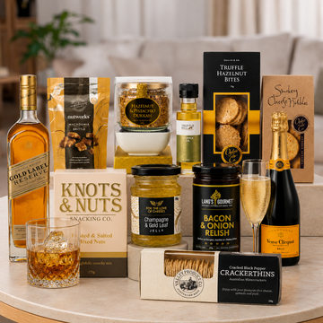 Gold Champagne & Whisky Gift Basket