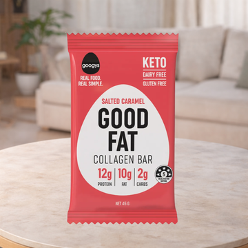 Googys Good Food Fat Keto Salted Caramel Collagen Bar 45g