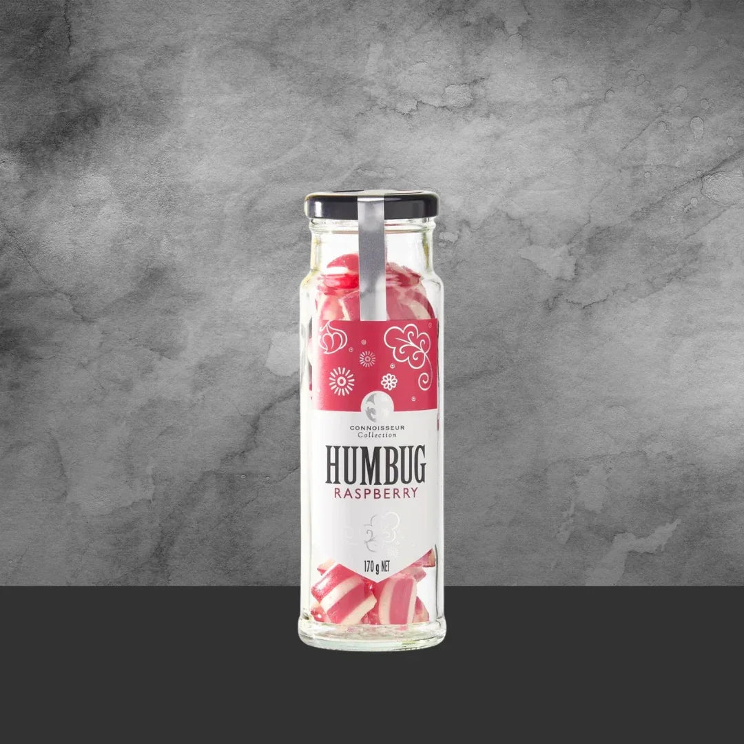 Gourmet Merchant Raspberry Humbugs 170g - Tastebuds