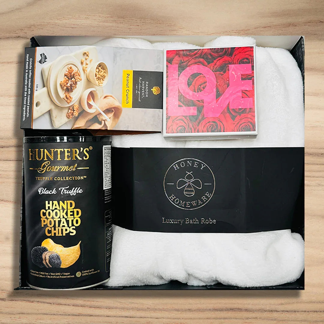 Relax With Robe & Snacks Valentines Hamper - Tastebuds