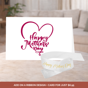 Happy Mothers Day Ribbon White & Gold