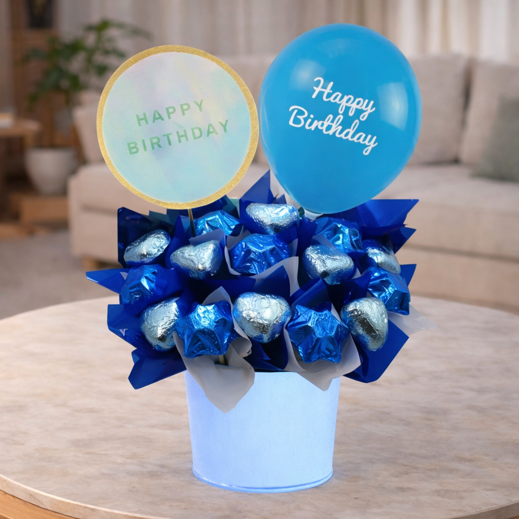 Happy Birthday Blue Chocolate Bouquet