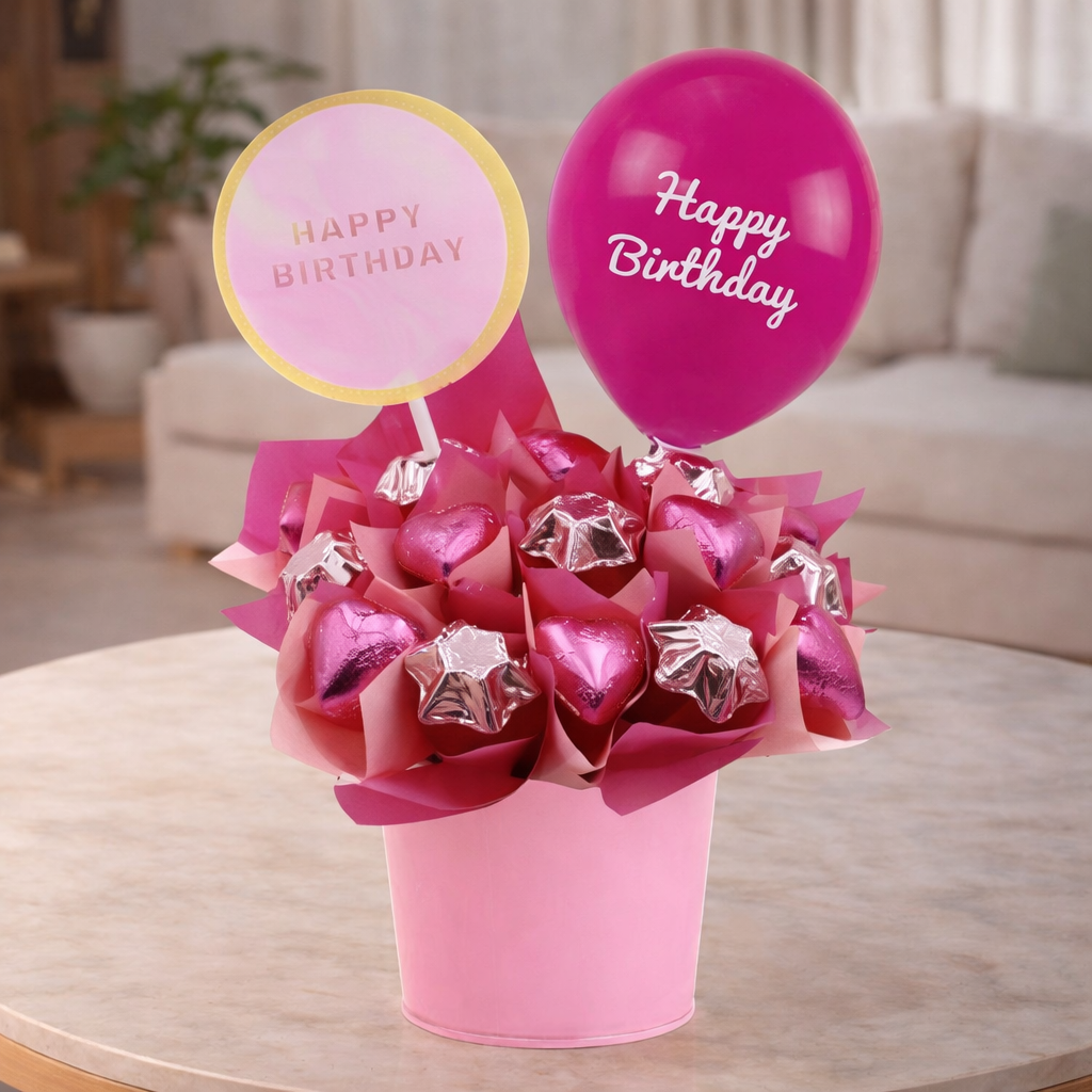 Happy Birthday Pink Chocolate Bouquet