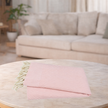 Herringbone Turkish Towel – Organic, Soft & Handwoven Pink