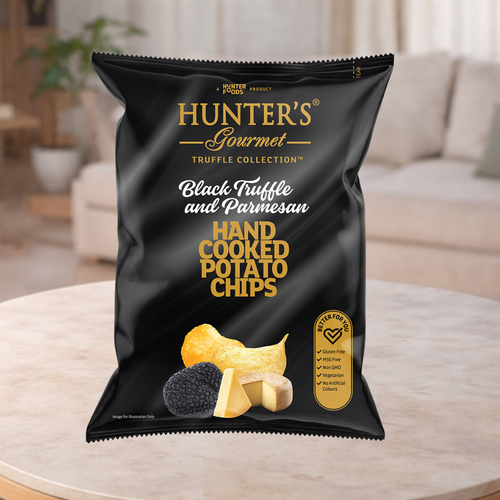 Hunter's Gourmet Hand Cooked Black Truffle & Parmesan Chips 125g