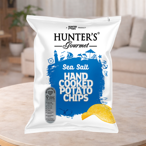 Hunter's Gourmet Hand Cooked Sea Salt Potato Chips 125g