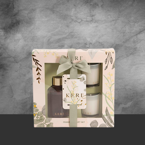 Keri Fragrance Candle & Diffuser Gift Set Vanilla & Peach Blossom