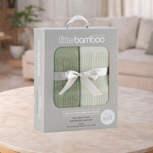 Little Bamboo Baby Cellular Blanket 2Pk - Bayleaf