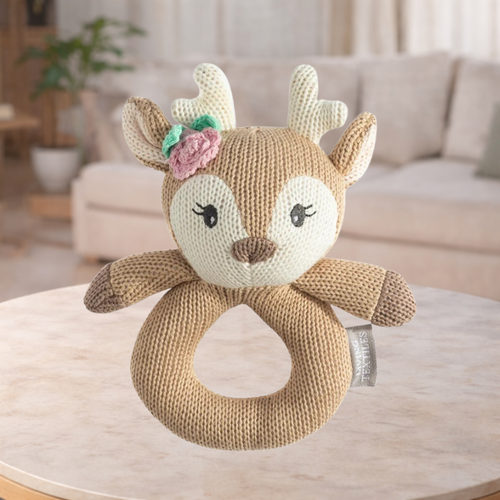 Living Textiles Ava The Fawn Knitted Rattle