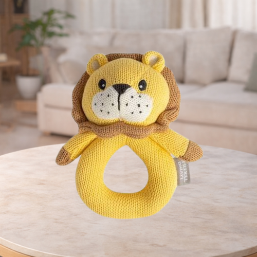 Living Textiles Leo The Lion Knitted Rattle