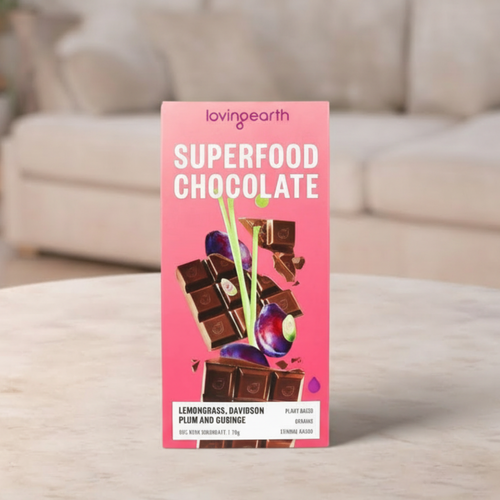 Loving Earth Superfood Chocolate Lemongrass Davidson Plum & Gubinge 70g
