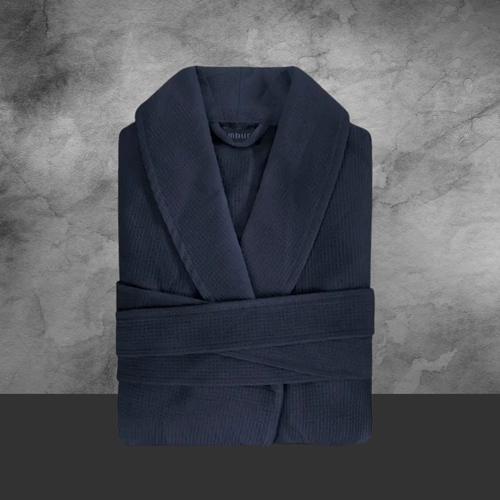 Men’s Long Blue Waffle Robe