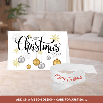 Merry Christmas Card + Ribbon Bundle - Red