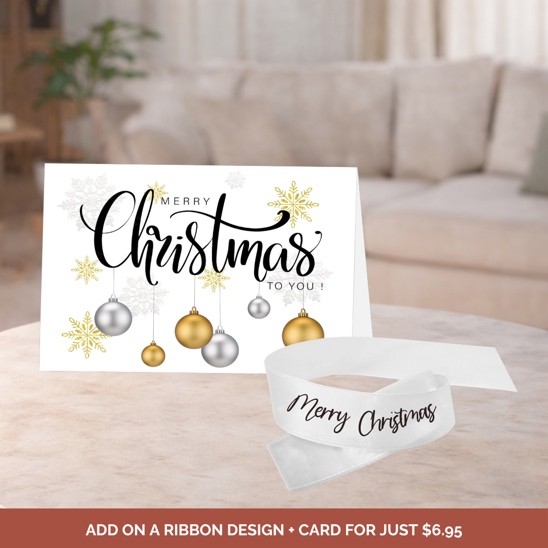 Merry Christmas Card + Ribbon Bundle