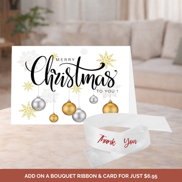 Merry Christmas Card + Thank You Ribbon Bundle - Red