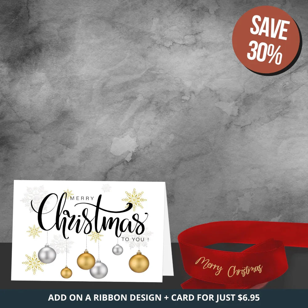 Merry Christmas Ribbon + Christmas Card Bundle - Tastebuds