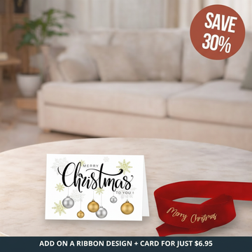 Merry Christmas Ribbon + Christmas Card Bundle