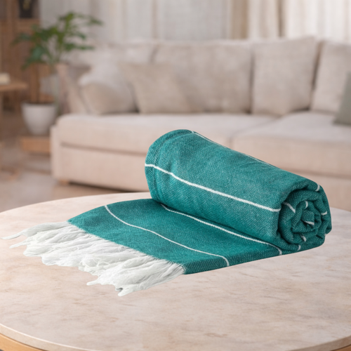 NICOLA SPRING Turkish Beach Towel - Aqua 90X170