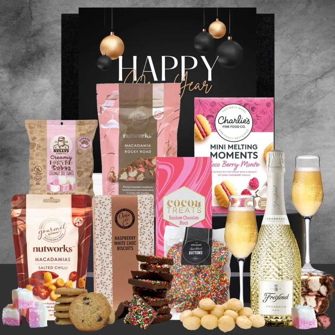 New Year Sparkling Wine & Snack Gift Hamper for Her - Tastebuds