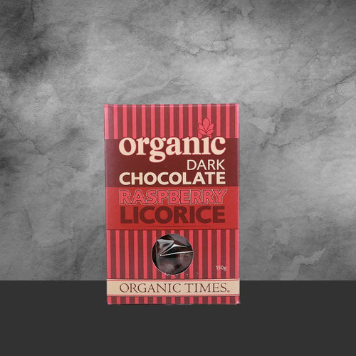 Organic Times Dark Chocolate Raspberry Licorice 150g
