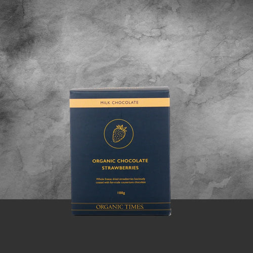 Organic Times Milk Chocolate Strawberries 100g