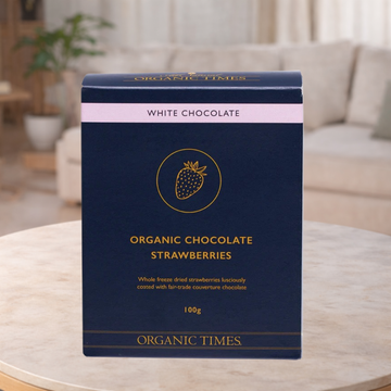 Organic Times White Chocolate Strawberries 100g