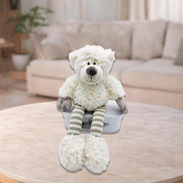 Plush White Striped Legged Teddy