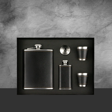 Portable Pocket Hip Flask Brown Set