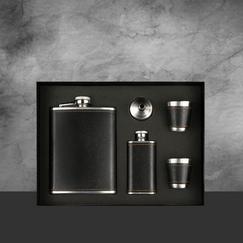 Portable Pocket Hip Flask Brown Set