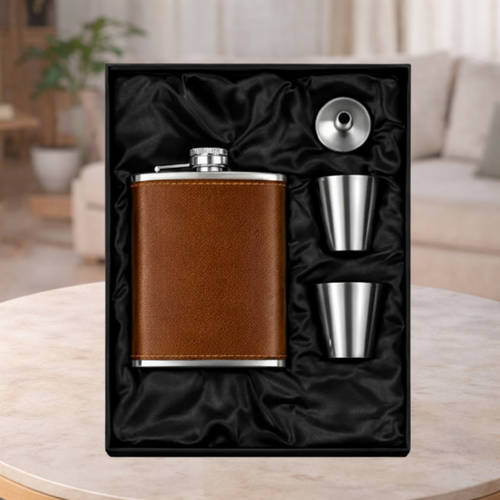 Portable Pocket Hip Flask Black Set