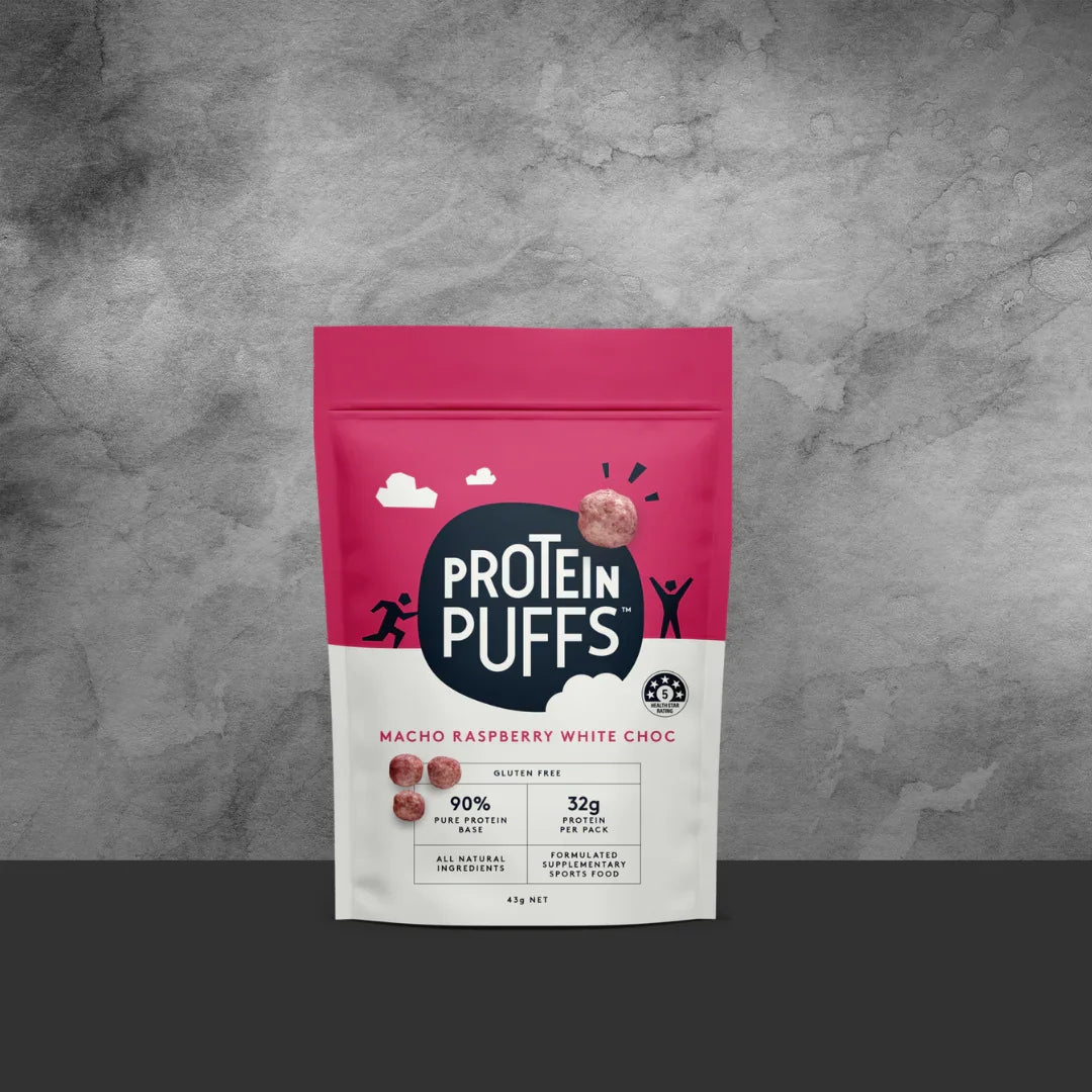 Protein Puffs Macho Raspberry & White Chocolate 43g - Tastebuds