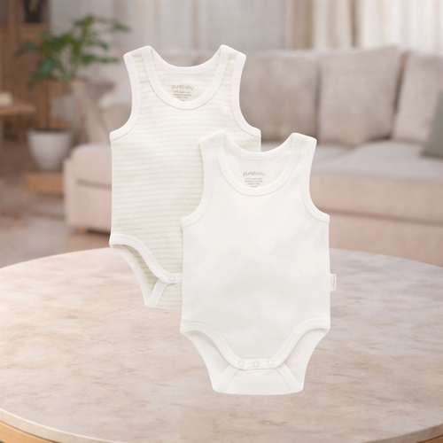 Pure Baby Basics Wheat Rib Short Sleeve Bodysuit (Sizes 00 or 000)