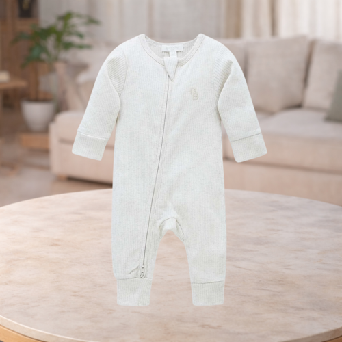 Pure Baby Basics Wheat Rib Zip Growsuit (Sizes 00 or 000)