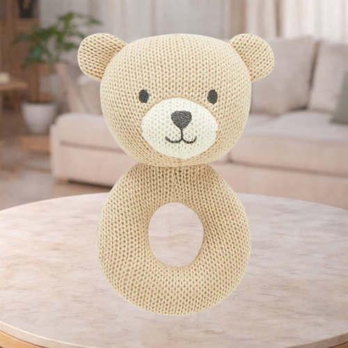 Pure Baby Bear Knitted Rattle