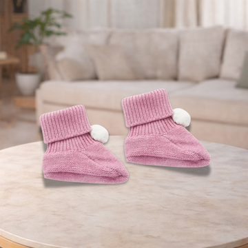 Pure Baby Beetroot Pom Pom Booties