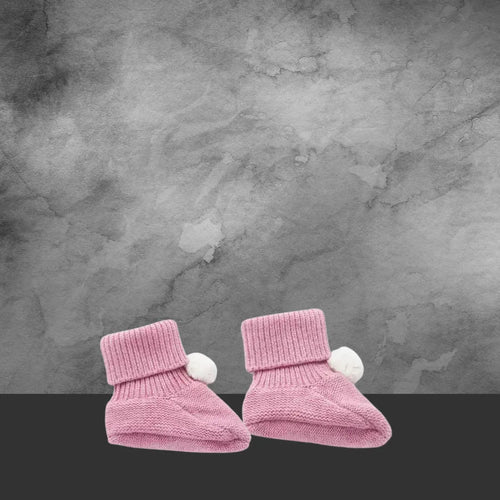 Pure Baby Beetroot Pom Pom Booties