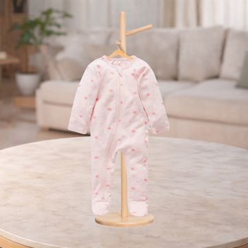 Pure Baby Essentials Pale Pink Leaf Zip Growsuit (Sizes 00 or 000)