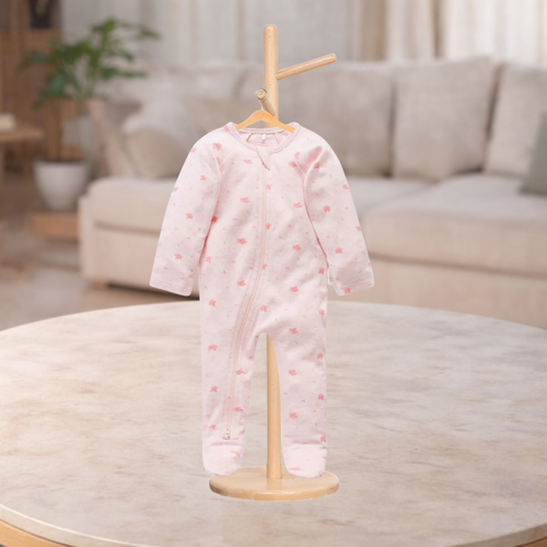 Pure Baby Essentials Pale Pink Leaf Zip Growsuit (Sizes 00 or 000)