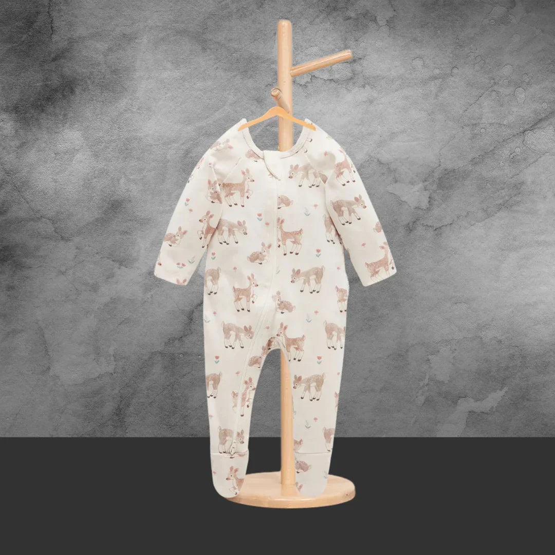 Pure Baby Fawn Printed Zip Grow Suit - Tastebuds