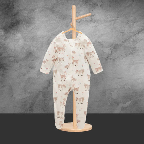 Pure Baby Fawn Printed Zip Grow Suit