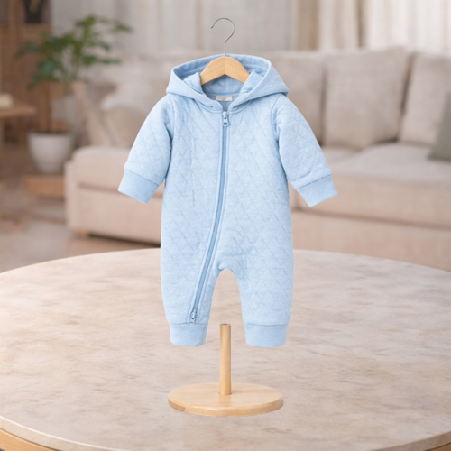 Pure Baby Quilted Growsuit Pale Blue